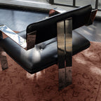 Sessel mit Chromrahmen – Schwarzes Leder