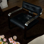 Sessel mit Chromrahmen – Schwarzes Leder