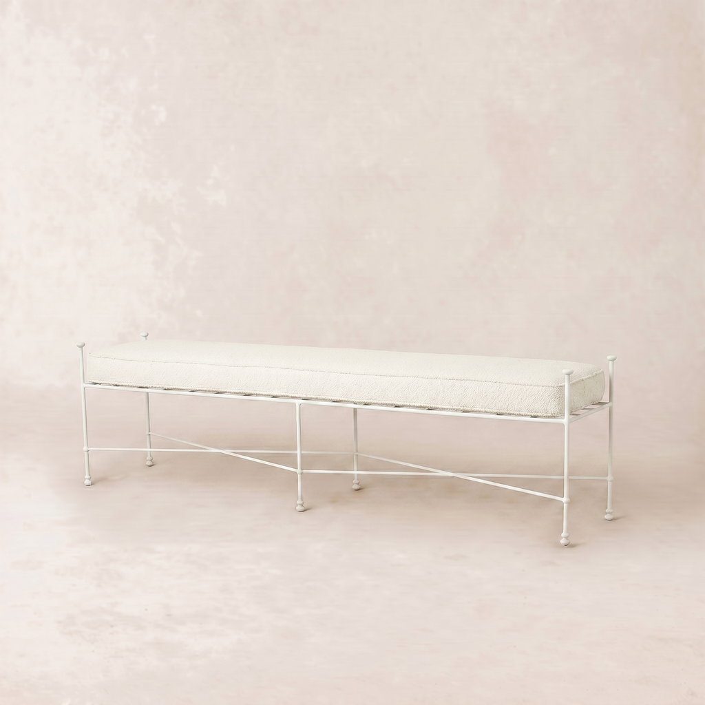 Gartenbank 178 cm – weißes Gestell