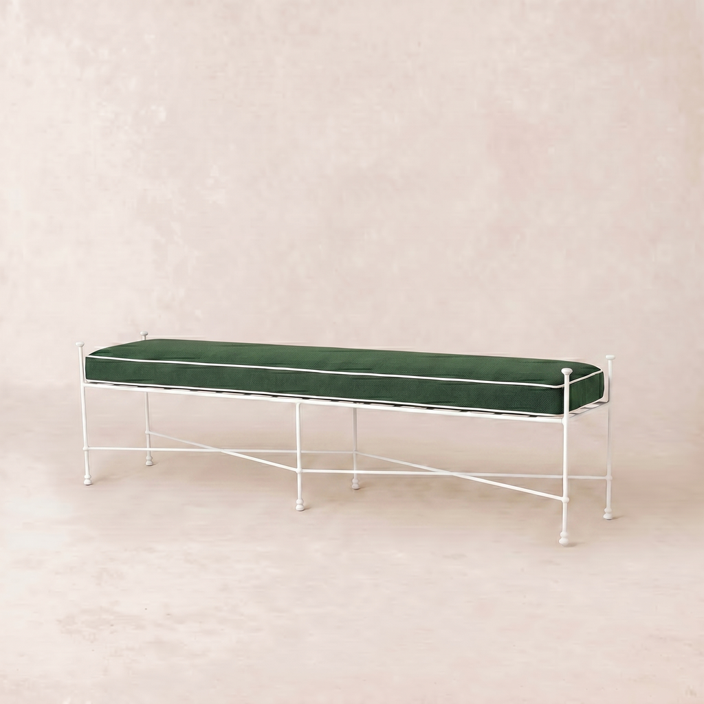 Gartenbank 178 cm – weißes Gestell