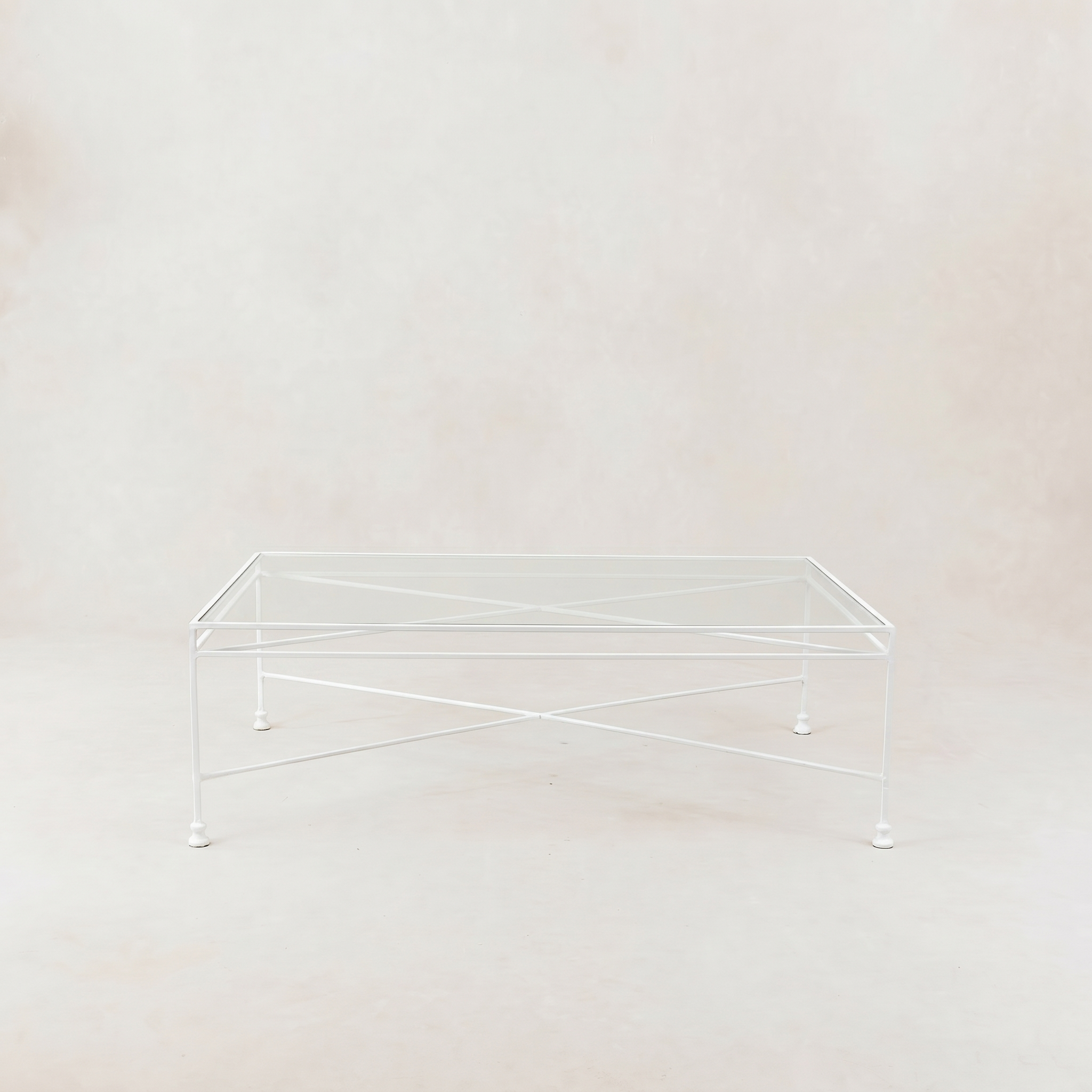 Gartentisch aus Glas, rechteckig – weißes Gestell