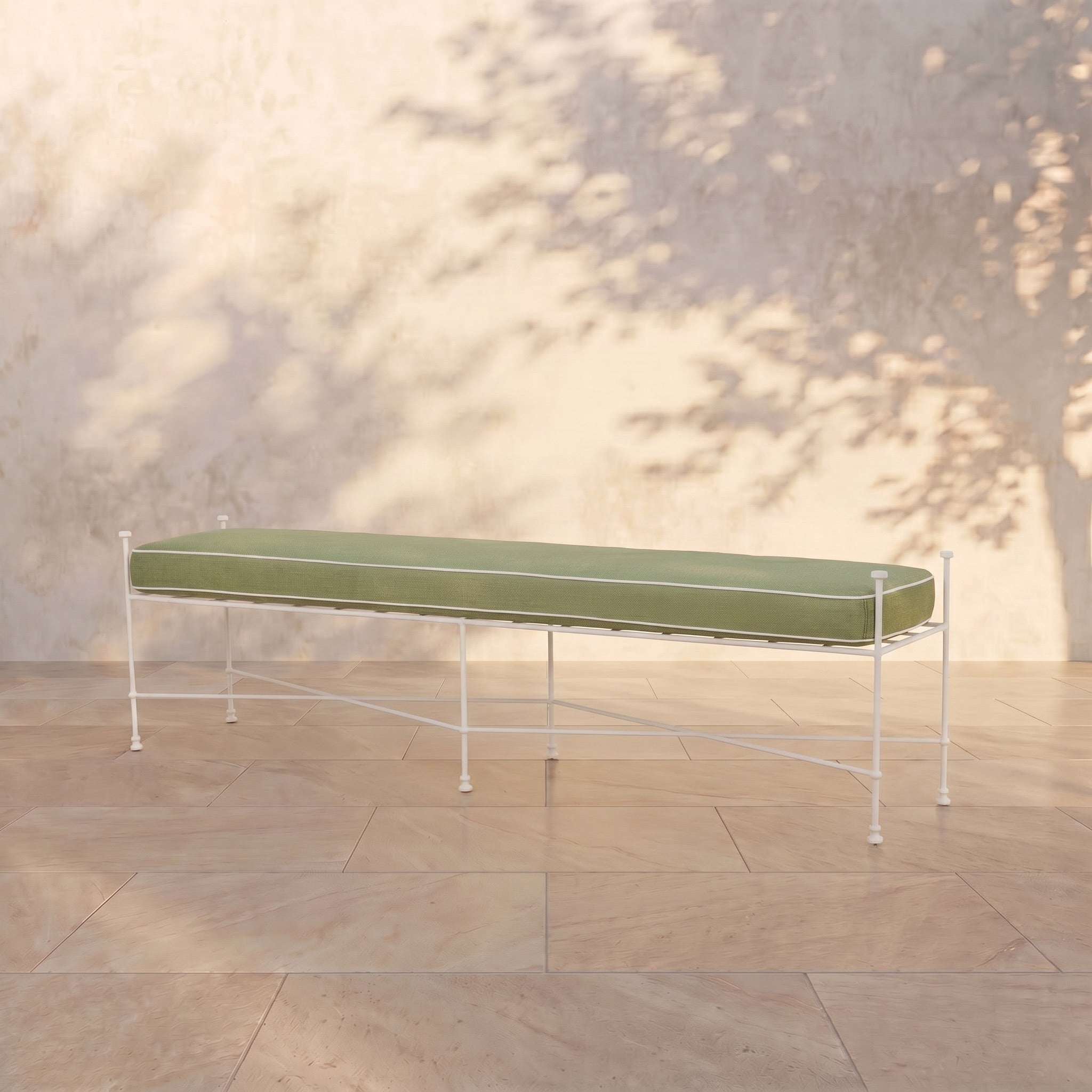 Gartenbank 178 cm – weißes Gestell