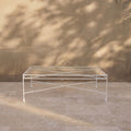 Gartentisch aus Glas, rechteckig – weißes Gestell