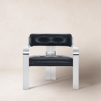 Sessel mit Chromrahmen – Schwarzes Leder