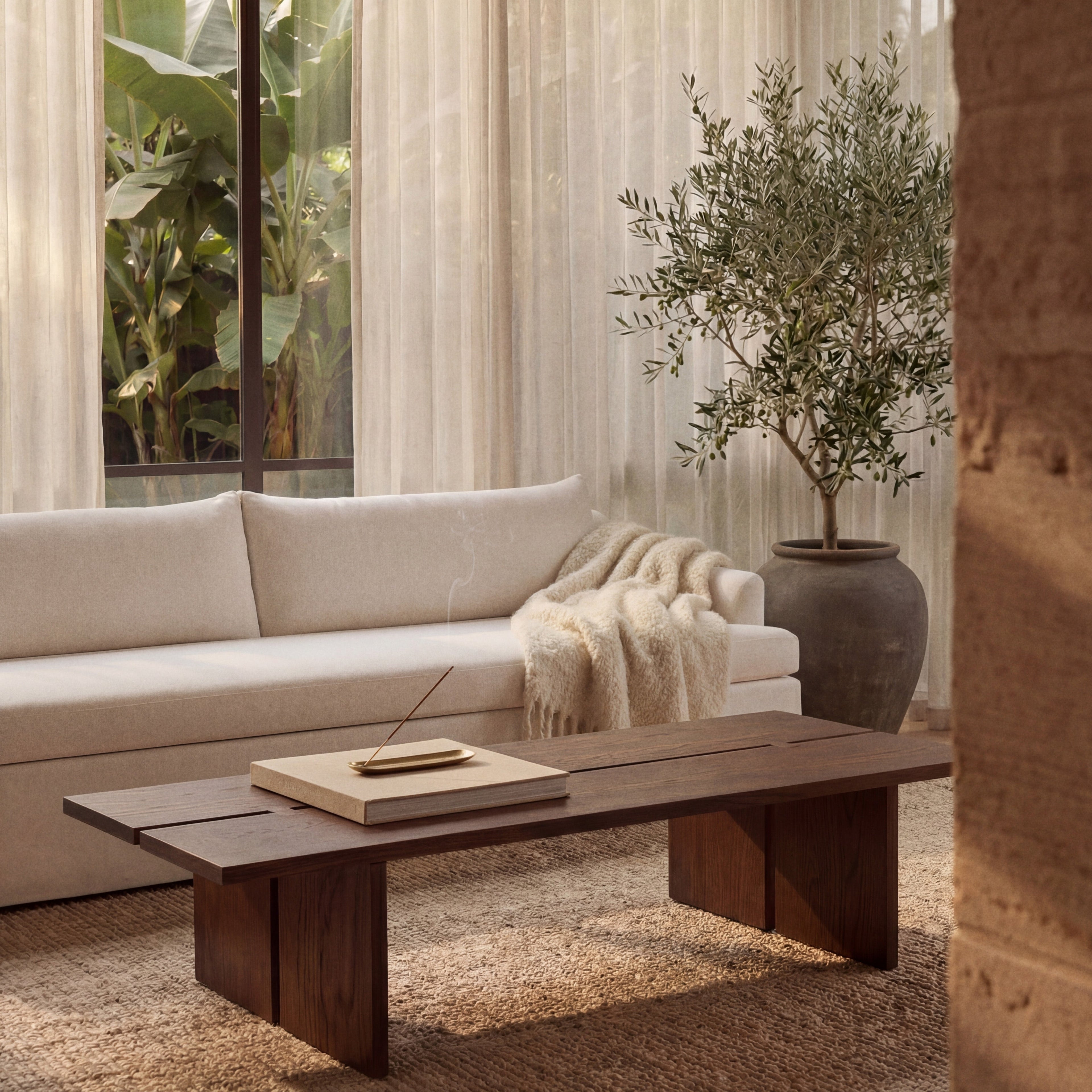 Couchtisch aus massiver Weißeiche – Mokka