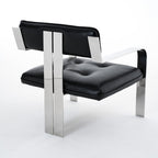 Sessel mit Chromrahmen – Schwarzes Leder