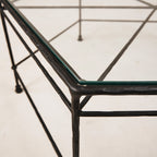 Outdoor-Couchtisch aus Glas (sechseckig) – schwarzer Rahmen