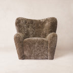 Drehbarer Loungesessel – Taupefarbenes Shearling