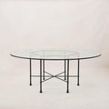 Outdoor-Esstisch aus Glas - schwarzes Gestell
