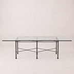 Outdoor-Esstisch aus Glas, rechteckig – Schwarzes Gestell