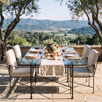 Outdoor-Esstisch aus Glas, rechteckig – Schwarzes Gestell