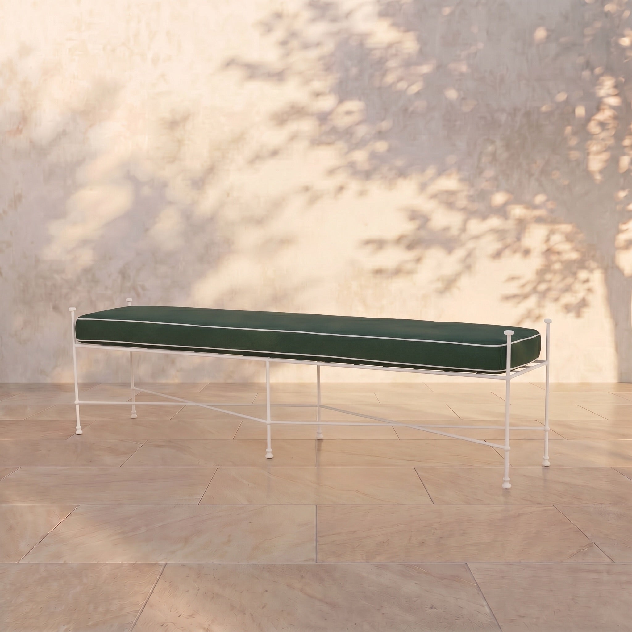 Gartenbank 178 cm – weißes Gestell