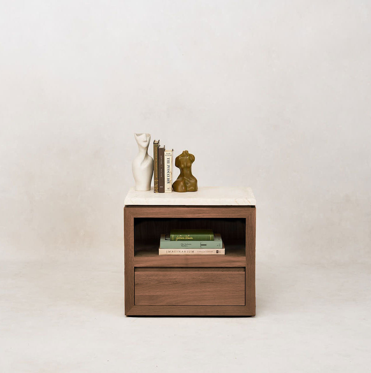 Nachttisch mit Marmorplatte und Schublade mit Soft-Close-Funktion – Mokka